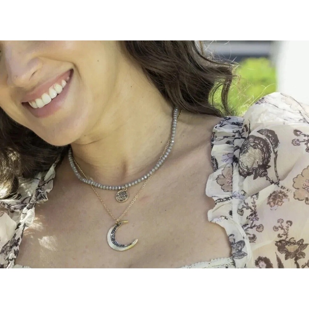 Park Lane Jewelry Magician Necklace Gold Tone w Hematite Crystals Moon Celestial - Picture 2 of 4